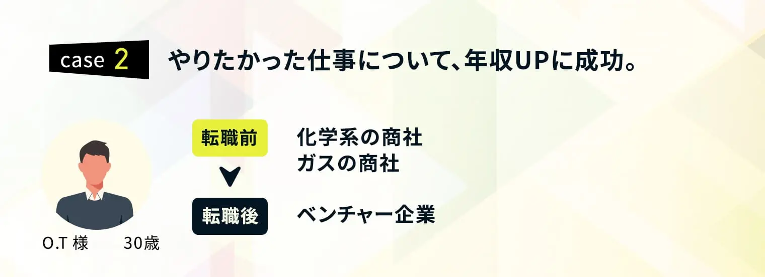case2　やりたかった仕事について、年収UPに成功。